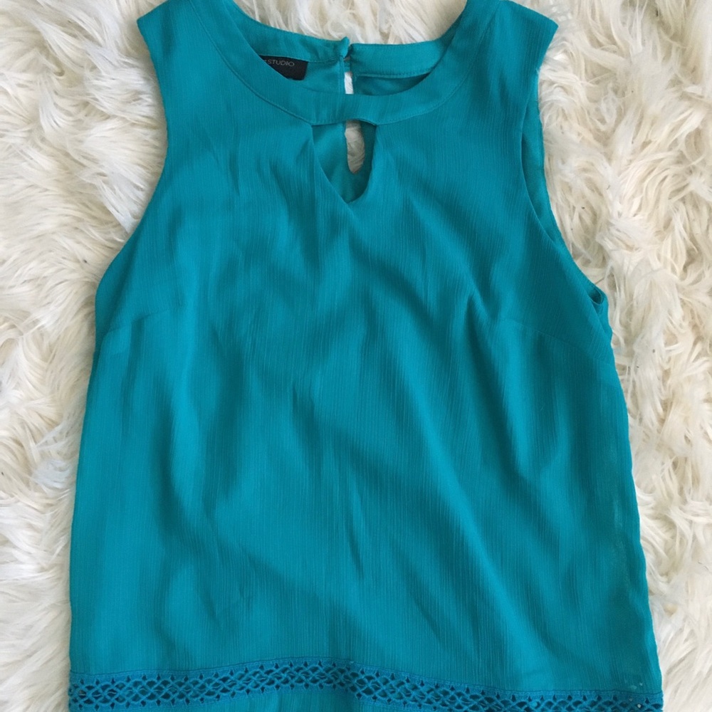 AB Studio Teal Sleeveless Blouse